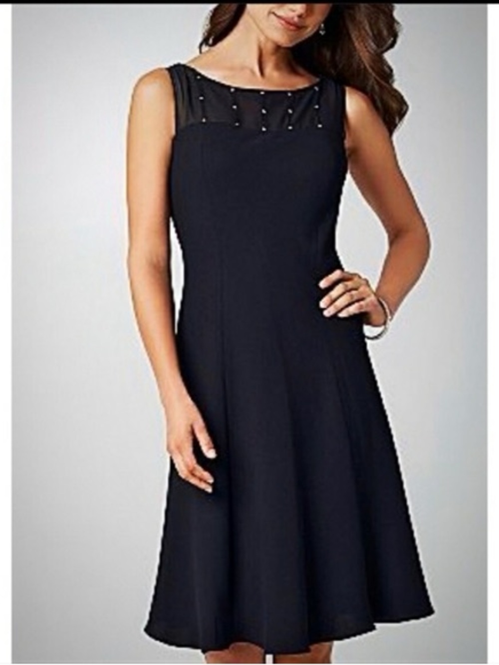 Evan Picone Embellished Rhinestone Little Black Cocktail Dress - Size 6